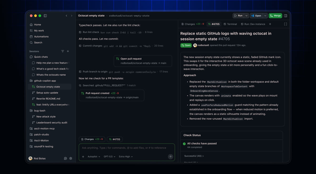 GitHub Copilot 앱 — 채팅보다 중요한 건 작업판, 어디까지 맡기고 어떻게 검토할까 썸네일