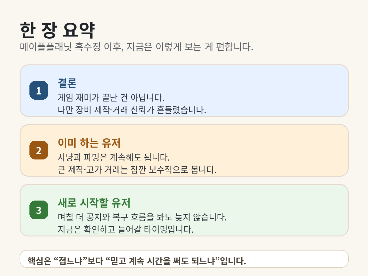 메이플플래닛 현재 상황 한 장 요약