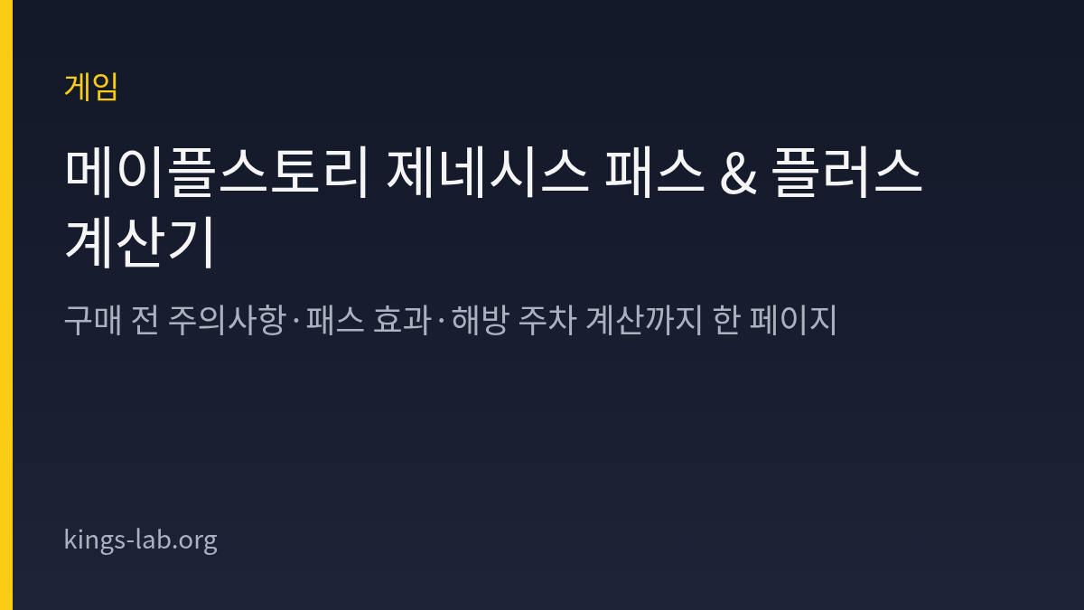 메이플스토리 제네시스 패스 & 플러스 계산기 — 해방 주차와 코인샵까지 썸네일