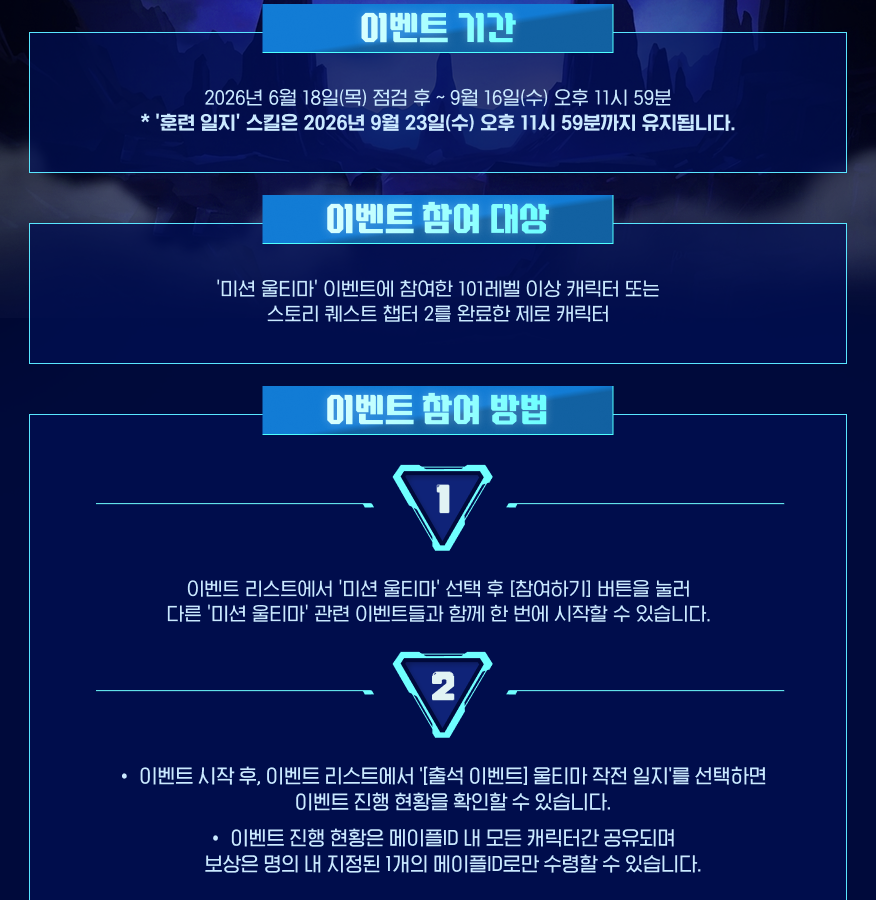 울티마 작전 일지 이벤트 기간 및 참여 대상 안내